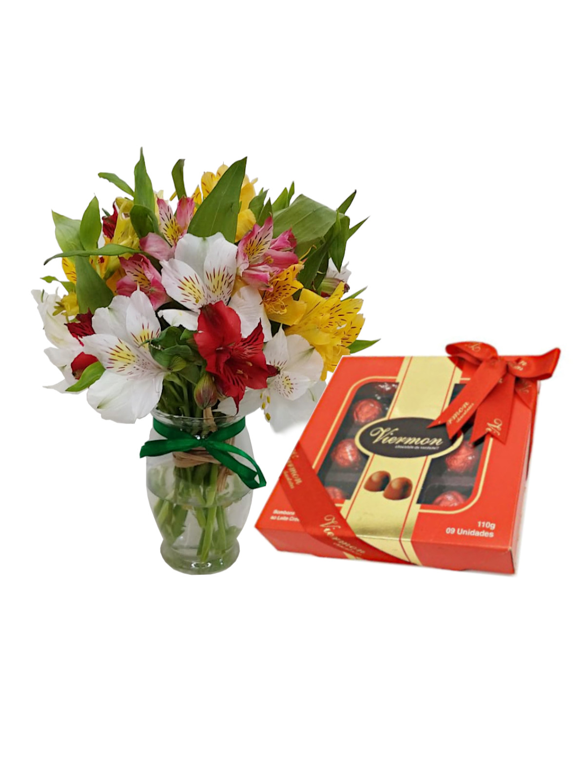 Arranjo de Astromelias com Caixa de Bombons – You Flores